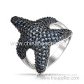 Blue Sapphire Color Cz Starfish Cocktail Ring 